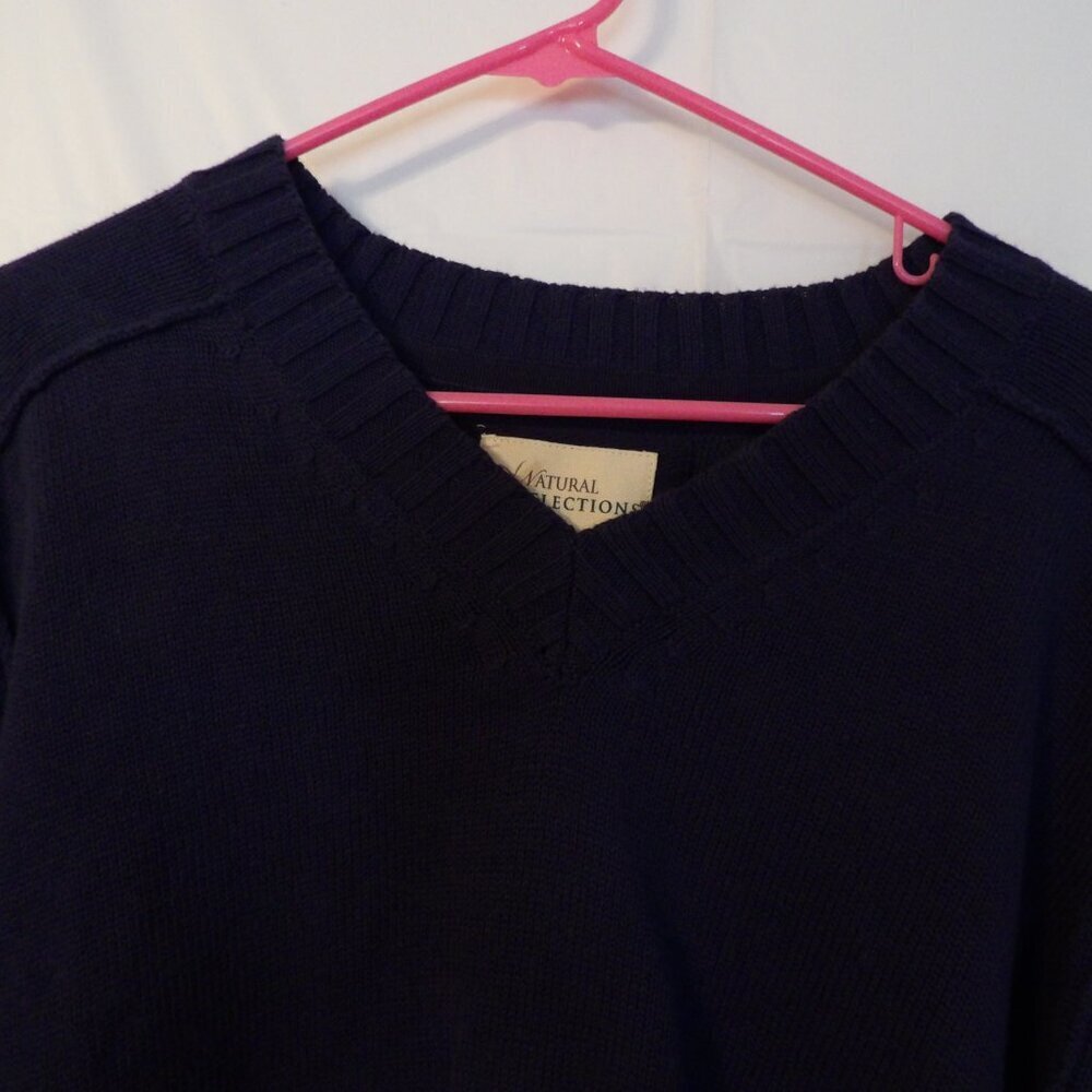 Womans Blue sweater, by Natural Reflections, Long sleeve, V neck, ribbed cuffs - Picture 7 of 9
